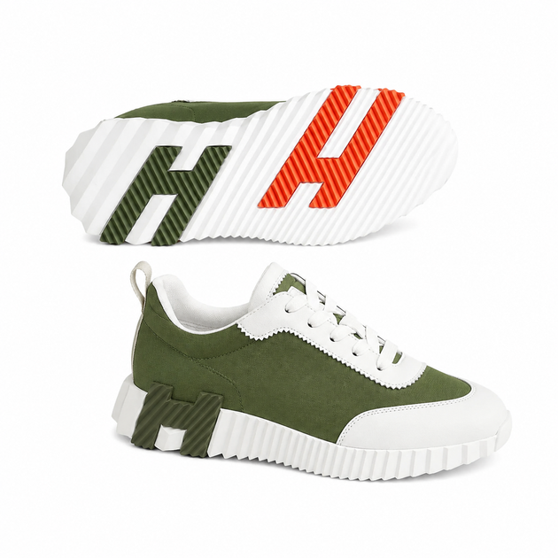 Sneakers Hermès matcha / blanc