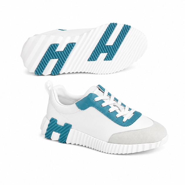 Sneakers Hermès blanc / bleu minéral