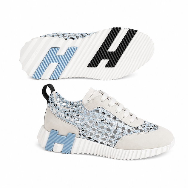 Sneakers Hermès bleu clair / blanc